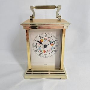 Vintage AVON Carriage Clock Gold Floral 1990 Battery Operated